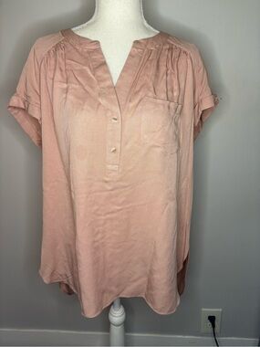 Rose & Olive Dusty Rose Short-Sleeve Pullover Blouse